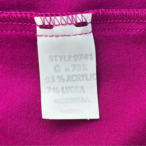 Vintage Dennis Goldsmith Magenta Knit Dress Long Sleeve Rhinestone USA Medium - Picture 10 of 11